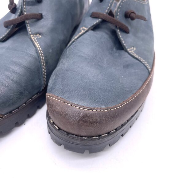 Handcrafted Dilav Shoes Blue & Brown Leather Lace-Up Mens Size 40 - Picture 5 of 9